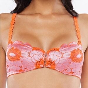Orange and Pink Lace Bra